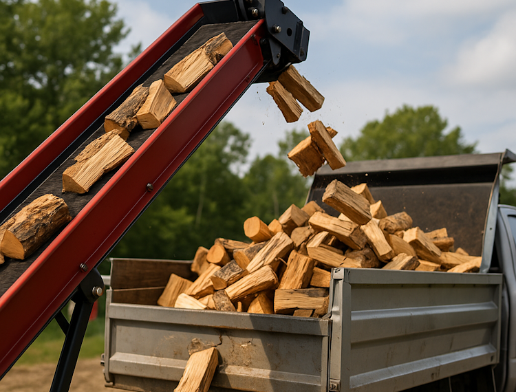 Custom conveyor belts for firewood
